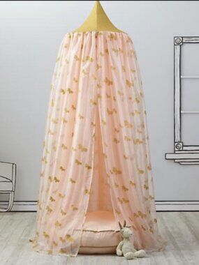 Land of Nod Retired Butterfly Canopy Meditation Tent Pink Gold